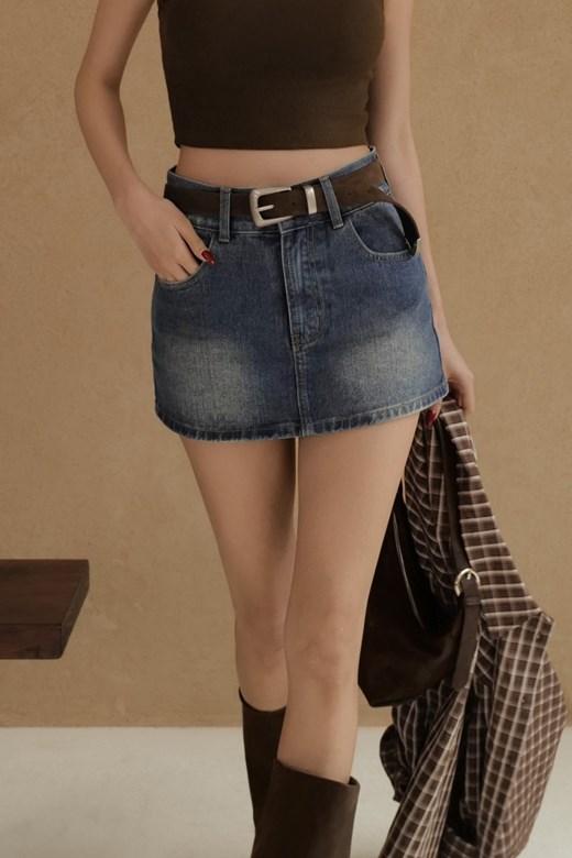 寬腰節中腰牛仔短裙