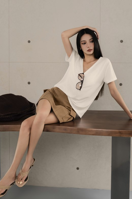 V領寬鬆長TEE