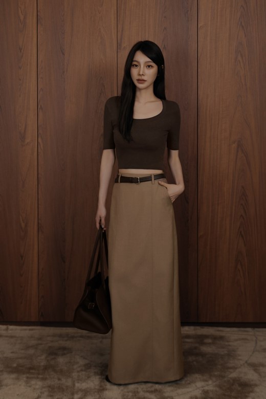 壓線開岔西裝長裙