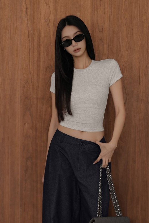 萊賽爾彈力圓領短TEE