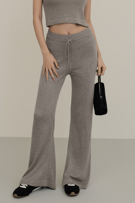 絲光針織直筒落地長褲