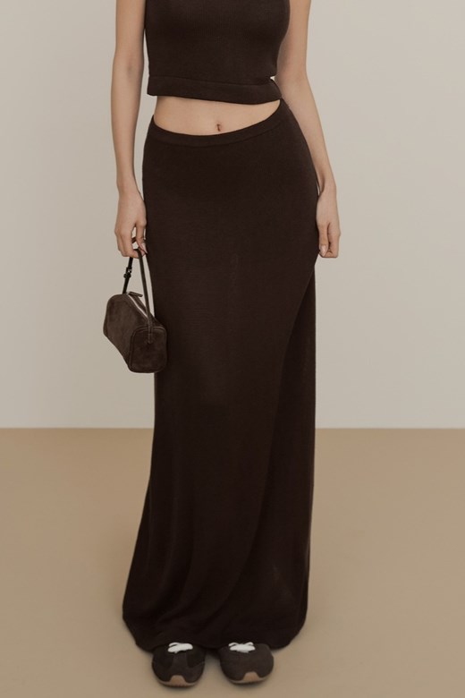 絲光針織傘擺長裙