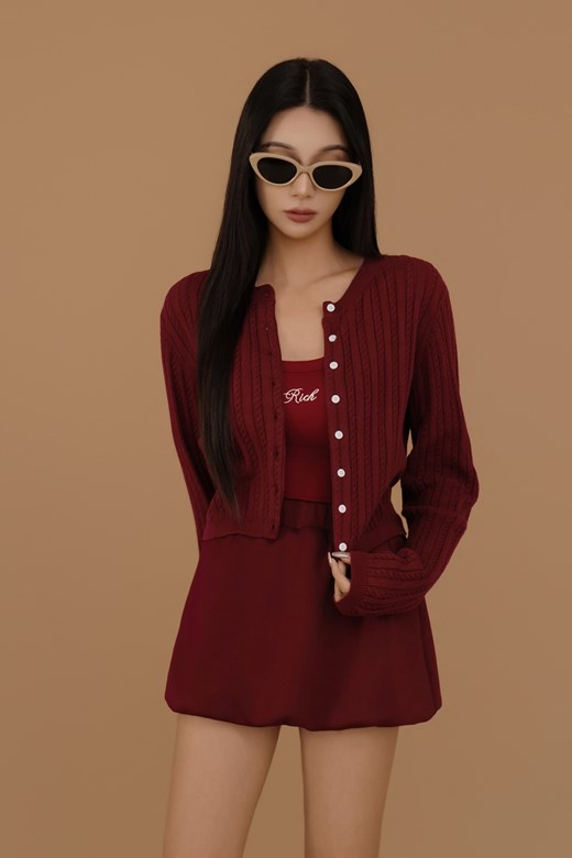 圓領麻花排釦開衫