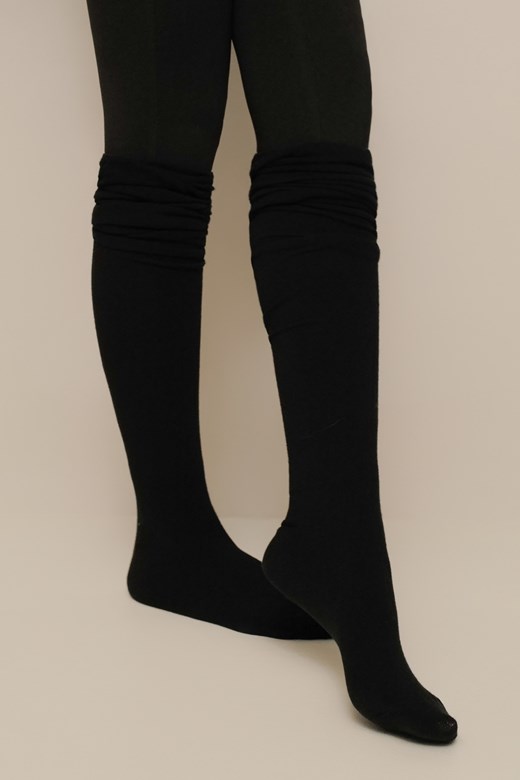 針織拼接膝上堆堆長襪