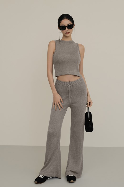 絲光針織直筒落地長褲