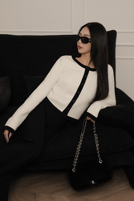 圓領針織長袖開衫