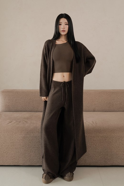 軟絨針織開衫外套(長短版)