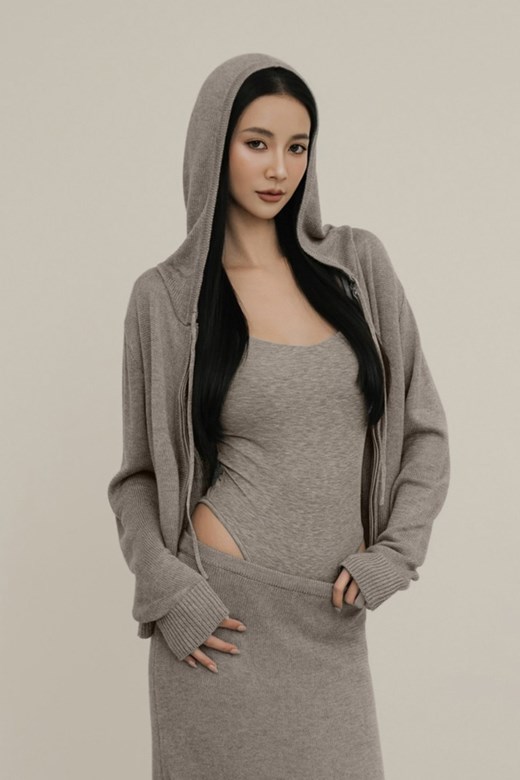 絲光針織連帽外套