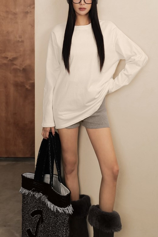 厚磅圓領寬鬆長袖TEE