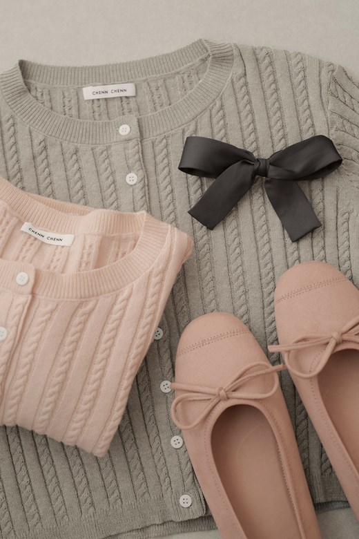 圓領麻花排釦開衫