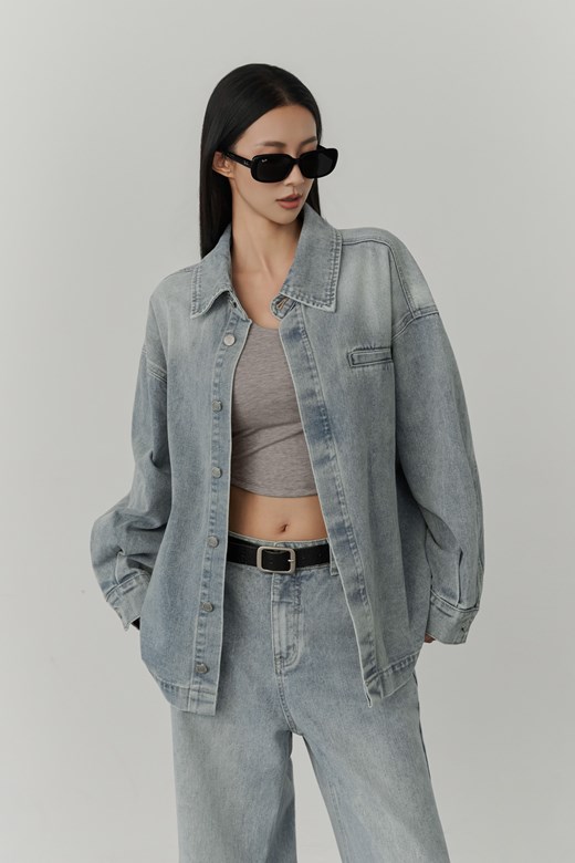 口袋寬鬆牛仔外套(UNISEX)