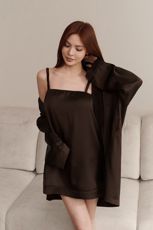 絲緞感綁帶罩衫丨BRA短洋套裝