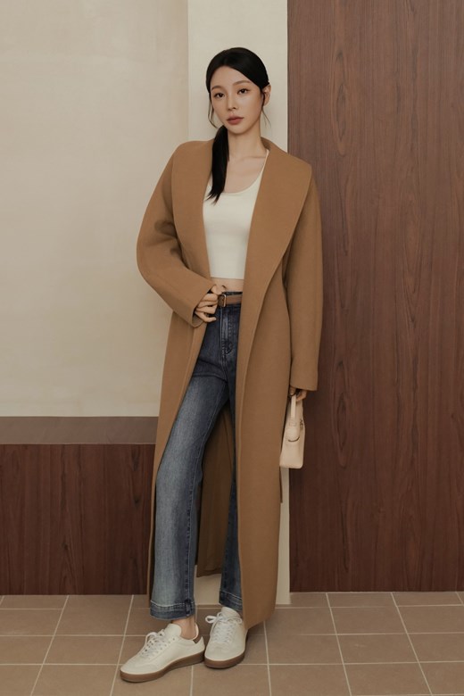 仿羊絨長版大衣