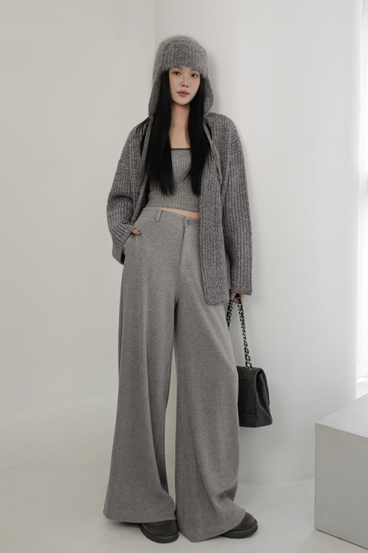 絨感坑條寬鬆長褲