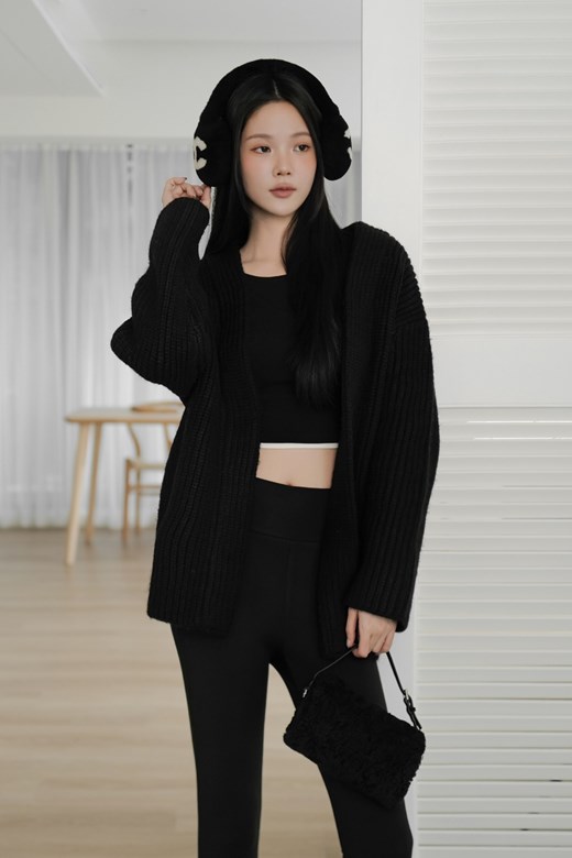 粗針綁帶針織外套