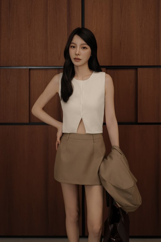 圓領開釦針織背心