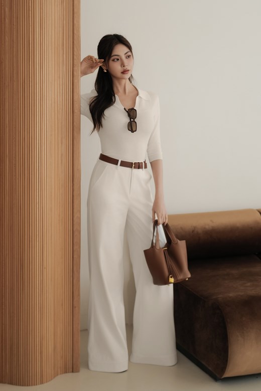 翻領七分袖針織上衣