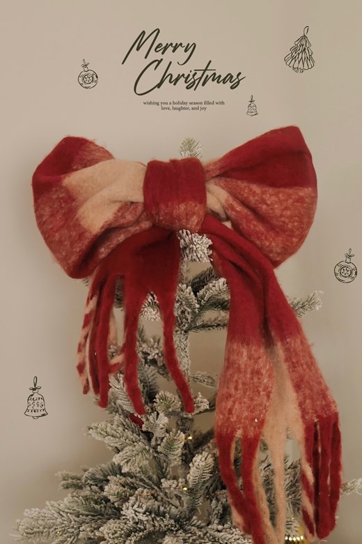 紅格紋流蘇圍巾