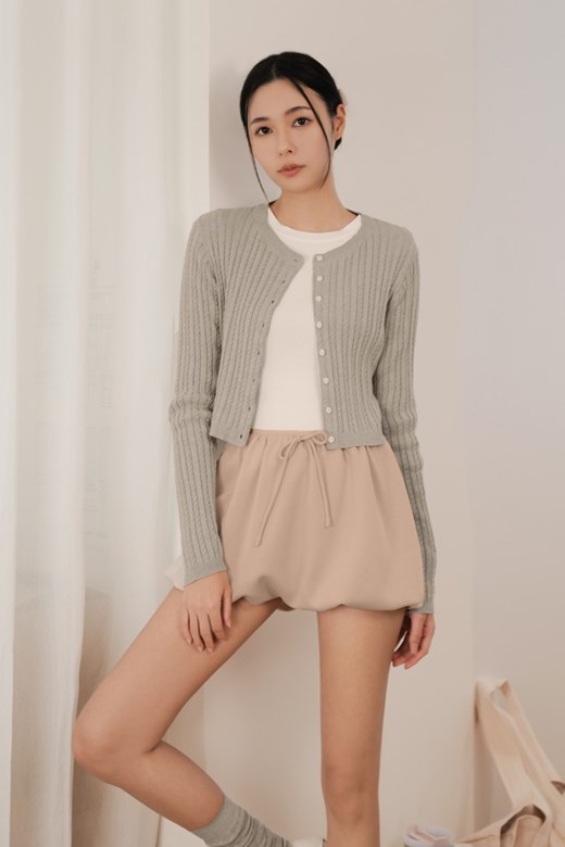 圓領麻花排釦開衫