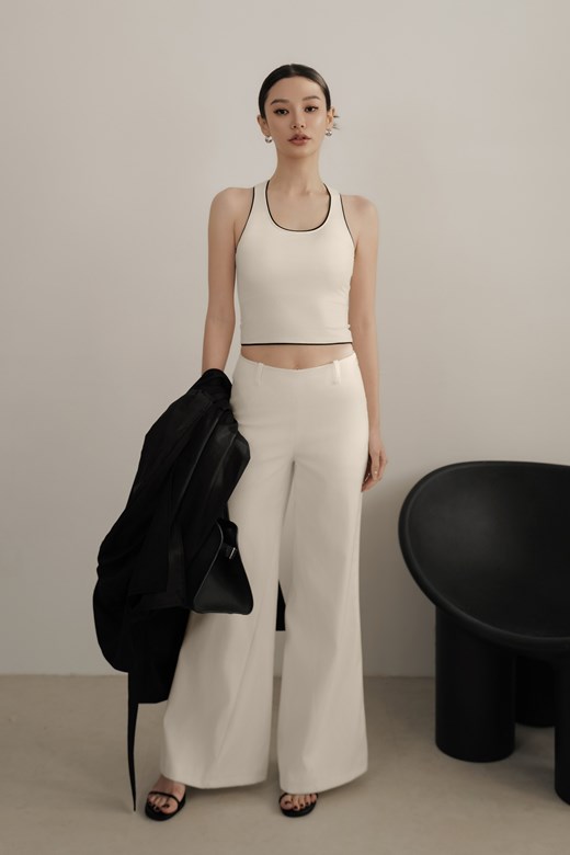 滾邊撞色削肩BRATOP