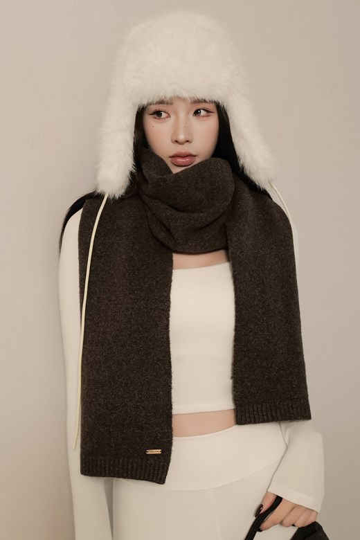 仿牛絨羅紋織邊圍巾