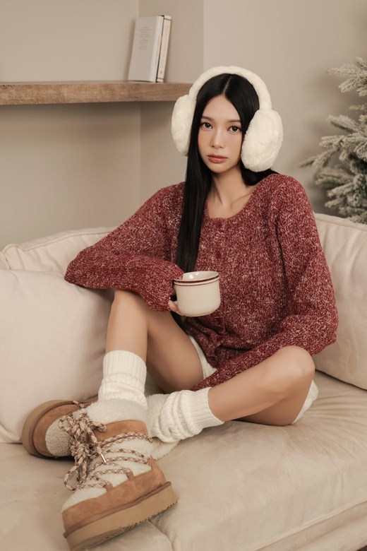 混色針織開釦外套