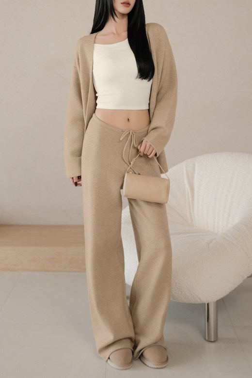 軟絨針織落地寬鬆長褲