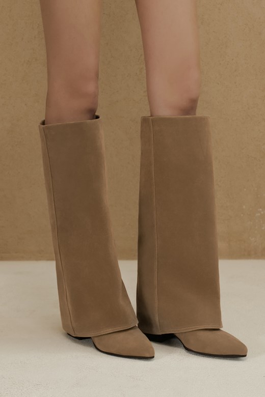 仿麂皮褲筒長靴