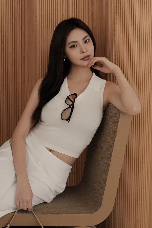 翻領彈力針織背心