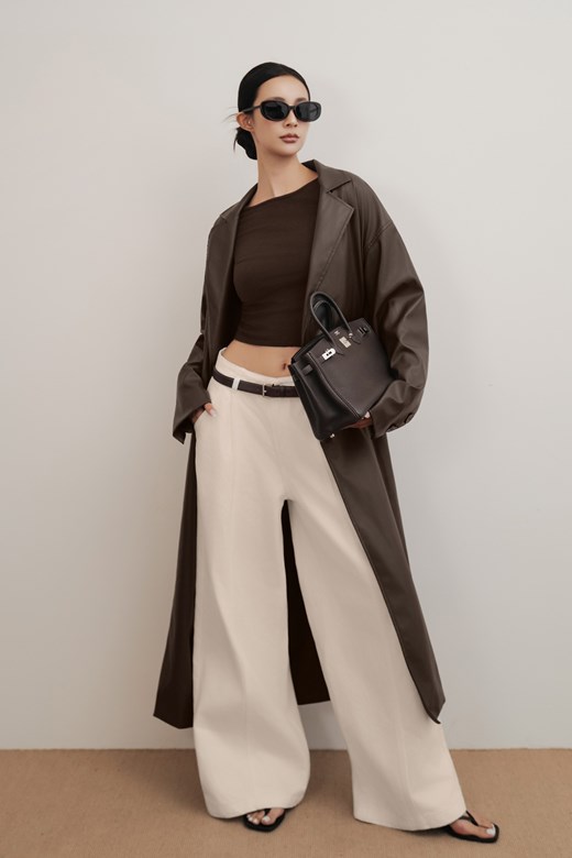 長版皮革大衣外套