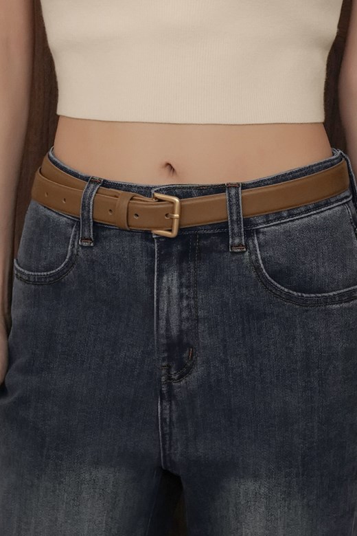 自訂款牛皮淡金釦皮帶