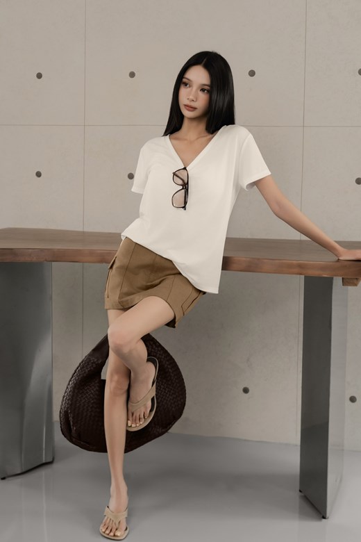 V領寬鬆長TEE