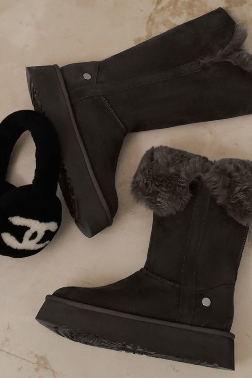 厚底毛毛高筒雪靴