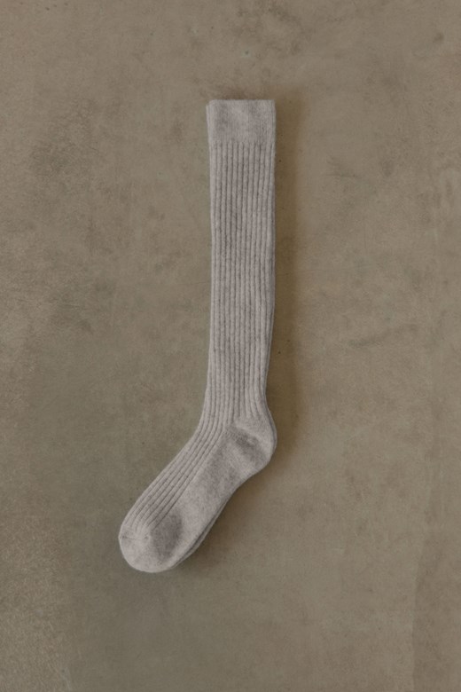 (KR)羊毛坑條及膝長襪