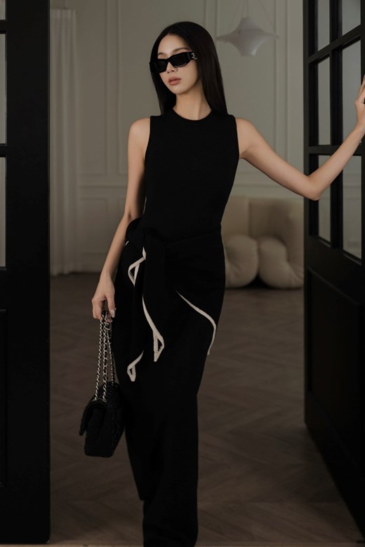 圓領背心針織長洋