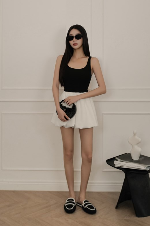 法式拼接澎澎BRA短洋