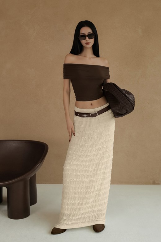 荷葉邊皺皺傘擺長裙