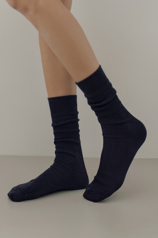 坑條棉質中筒襪