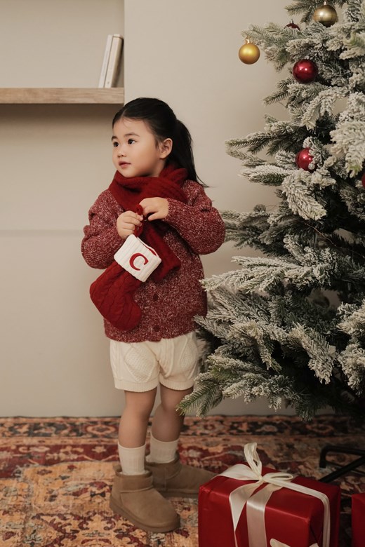 混色針織開釦外套(KID)