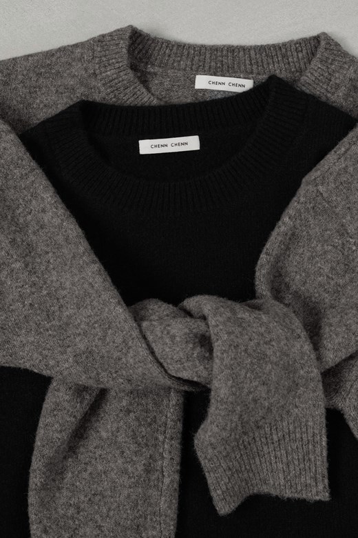 羊毛短版針織長袖上衣