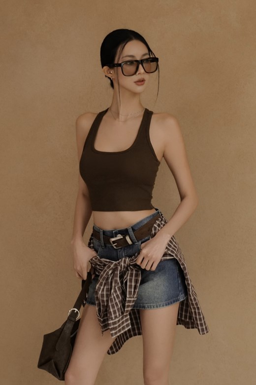 挖肩羅紋棉質BRATOP