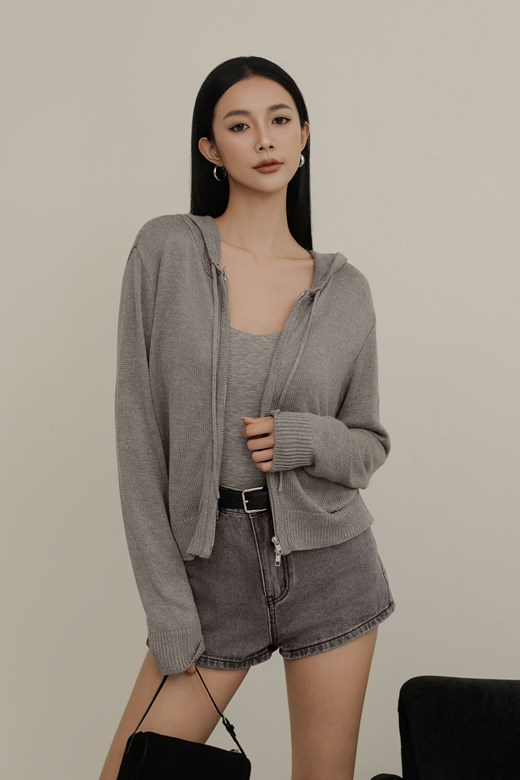 絲光針織連帽外套