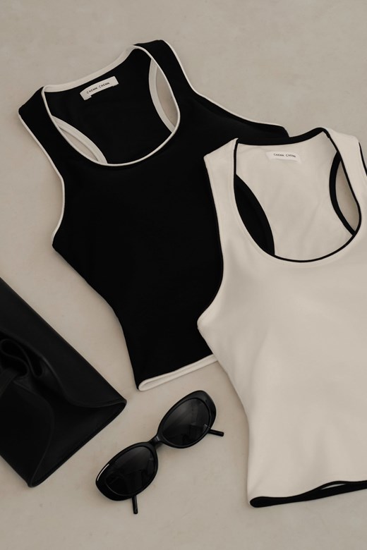 滾邊撞色削肩BRATOP