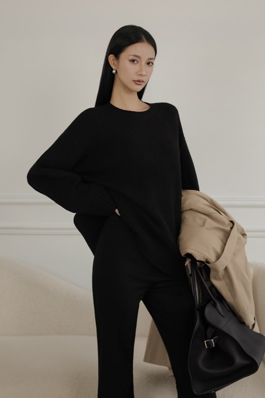 羊毛圓領厚磅針織毛衣