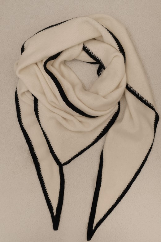 黑白撞色羊毛三角披巾