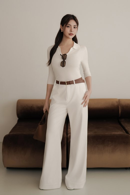 拼接西裝落地寬褲