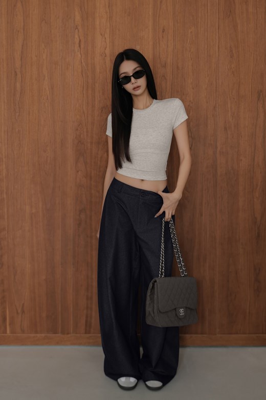 萊賽爾彈力圓領短TEE