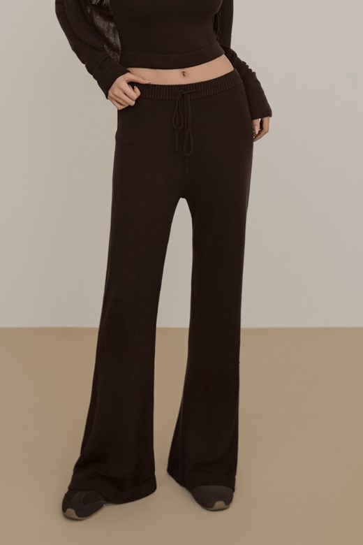 絲光針織直筒落地長褲