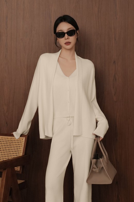 細針羊毛翻領開衫外套