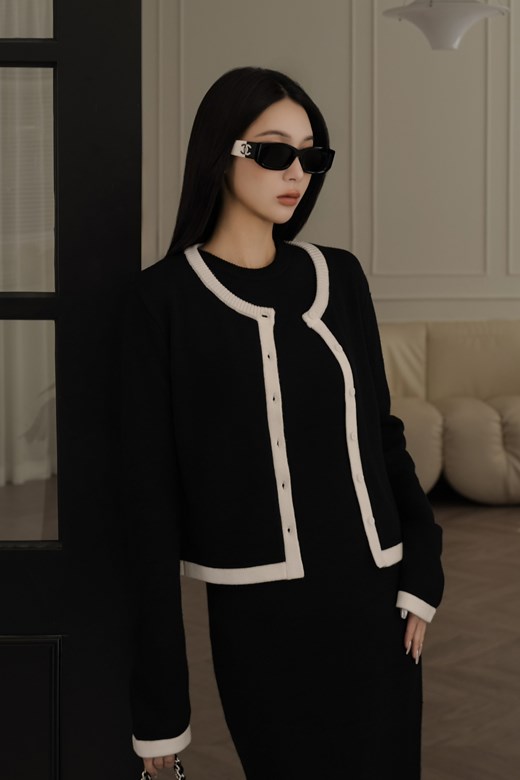 圓領針織長袖開衫